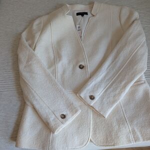 Talbots Cream Textured Single-Button Blazer